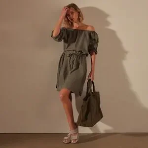 chinese dress ladies Linen Halter Dress - Grey Sky Pigment